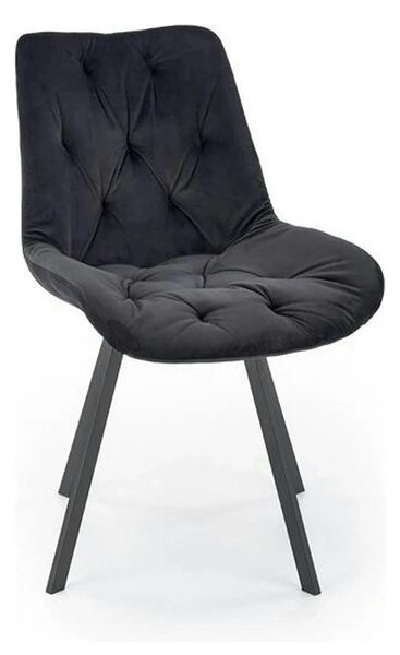 Scaun pivotant K519, negru, stofa catifelata/metal, 54x63x86 cm