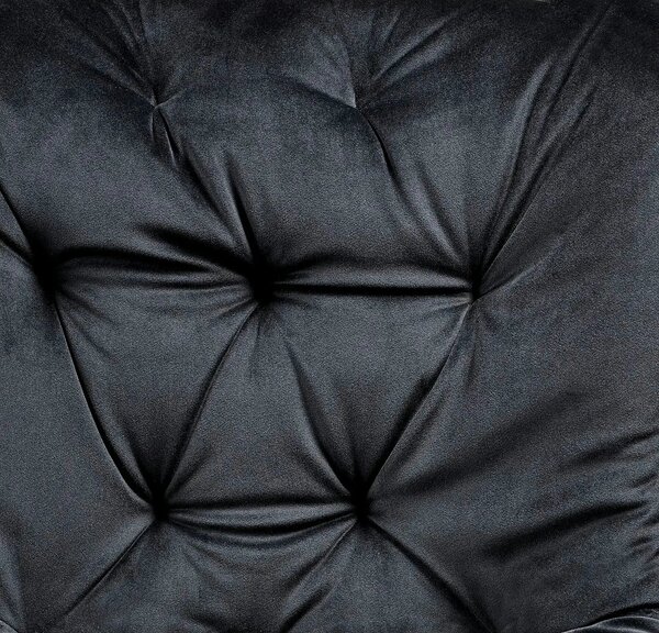 Scaun pivotant K519, negru, stofa catifelata/metal, 54x63x86 cm