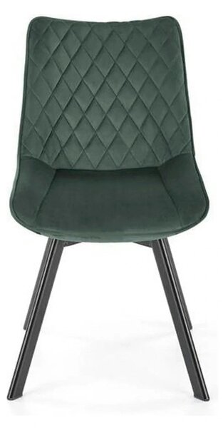 Scaun tapitat K520, verde/negru, stofa catifelata, 45x63x80 cm