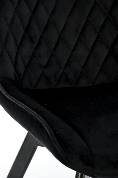 Scaun tapitat K520, negru, stofa catifelata, rotativ, 45x63x80 cm