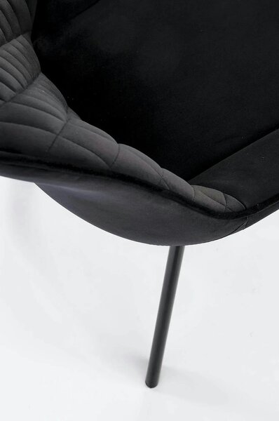 Scaun tapitat K520, negru, stofa catifelata, rotativ, 45x63x80 cm