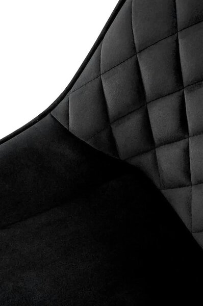 Scaun tapitat K520, negru, stofa catifelata, rotativ, 45x63x80 cm