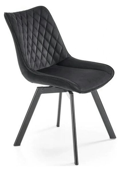 Scaun tapitat K520, negru, stofa catifelata, rotativ, 45x63x80 cm