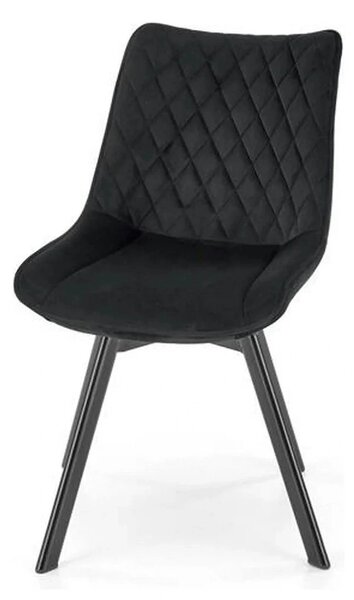 Scaun tapitat K520, negru, stofa catifelata, rotativ, 45x63x80 cm