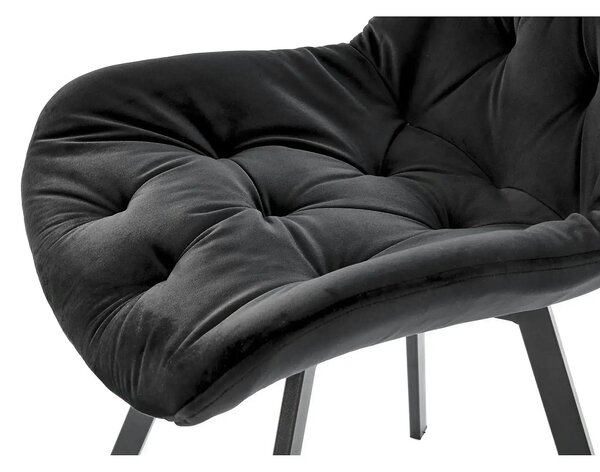 Scaun pivotant K519, negru, stofa catifelata/metal, 54x63x86 cm