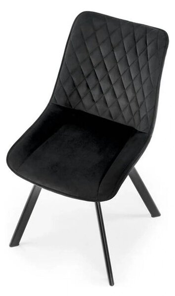 Scaun tapitat K520, negru, stofa catifelata, rotativ, 45x63x80 cm
