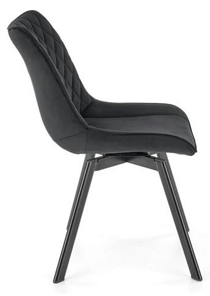 Scaun tapitat K520, negru, stofa catifelata, rotativ, 45x63x80 cm