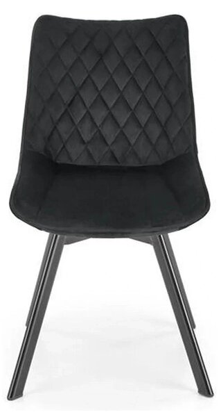 Scaun tapitat K520, negru, stofa catifelata, rotativ, 45x63x80 cm