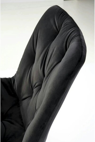 Scaun pivotant K519, negru, stofa catifelata/metal, 54x63x86 cm