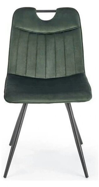 Scaun tapitat K521, verde/negru, stofa catifelata, 46x58x83 cm