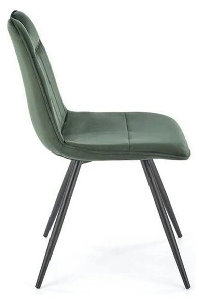 Scaun tapitat K521, verde/negru, stofa catifelata, 46x58x83 cm