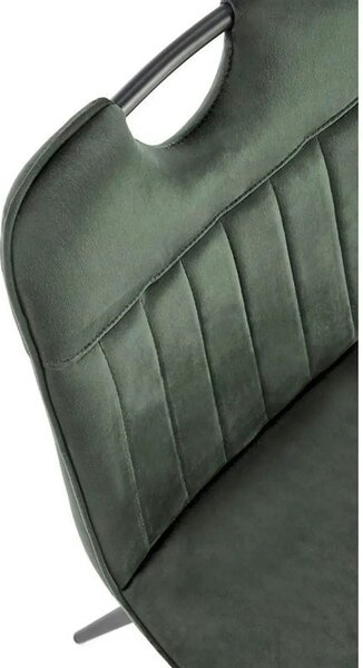 Scaun tapitat K521, verde/negru, stofa catifelata, 46x58x83 cm