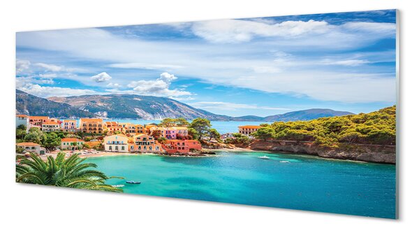Tablouri pe sticlă Grecia munți coasta mării