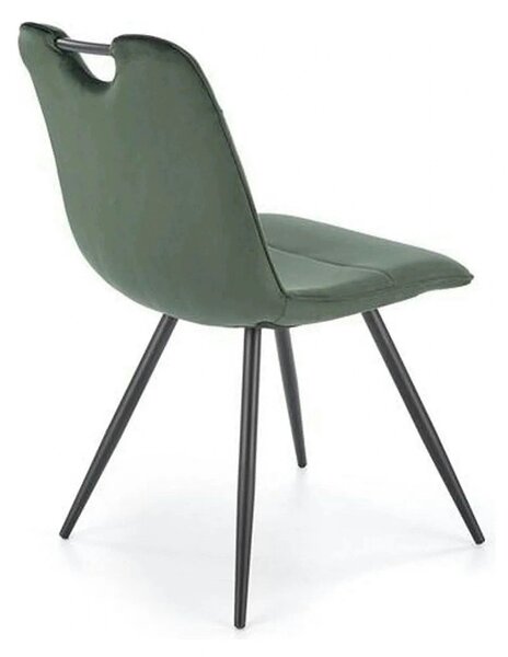 Scaun tapitat K521, verde/negru, stofa catifelata, 46x58x83 cm