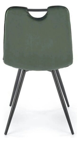 Scaun tapitat K521, verde/negru, stofa catifelata, 46x58x83 cm