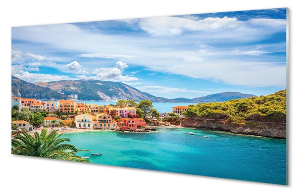 Tablouri pe sticlă Grecia munți coasta mării