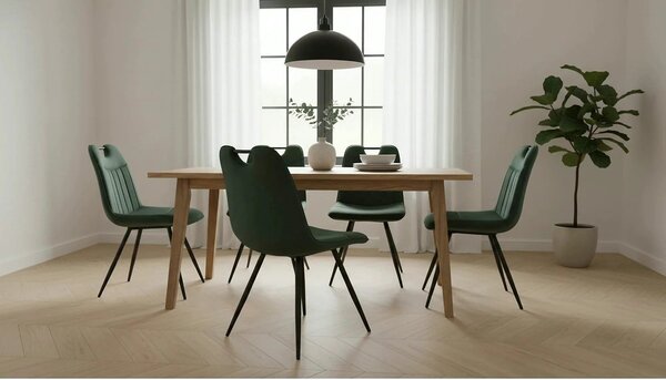Scaun tapitat K521, verde/negru, stofa catifelata, 46x58x83 cm