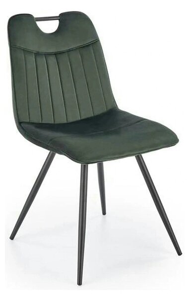 Scaun tapitat K521, verde/negru, stofa catifelata, 46x58x83 cm