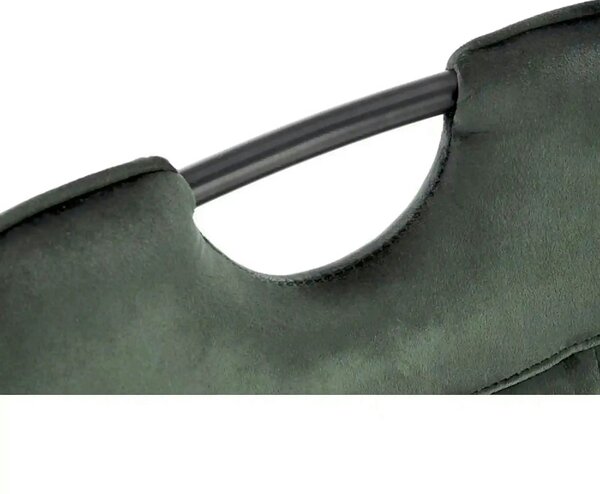 Scaun tapitat K521, verde/negru, stofa catifelata, 46x58x83 cm