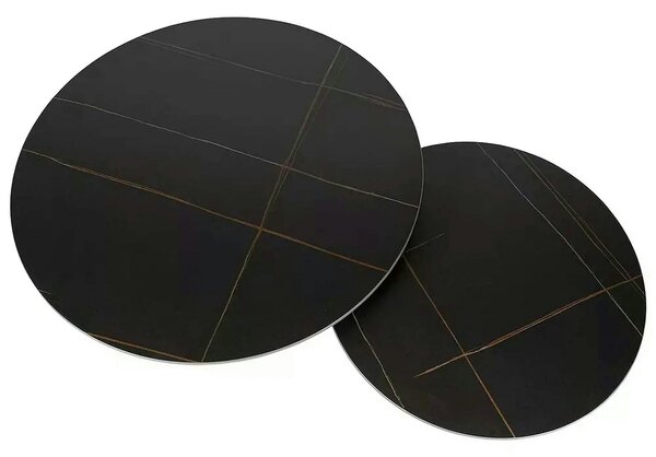 Set 2 masute cafea FERRANTE D, negru, ceramica/metal