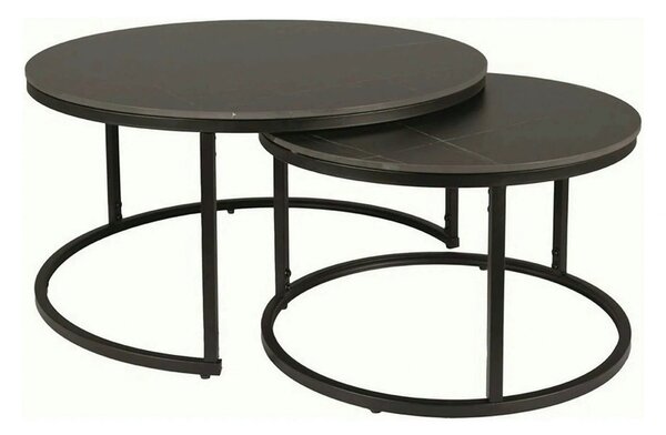 Set 2 masute cafea FERRANTE D, negru, ceramica/metal