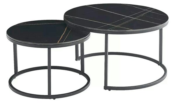 Set 2 masute cafea FERRANTE D, negru, ceramica/metal