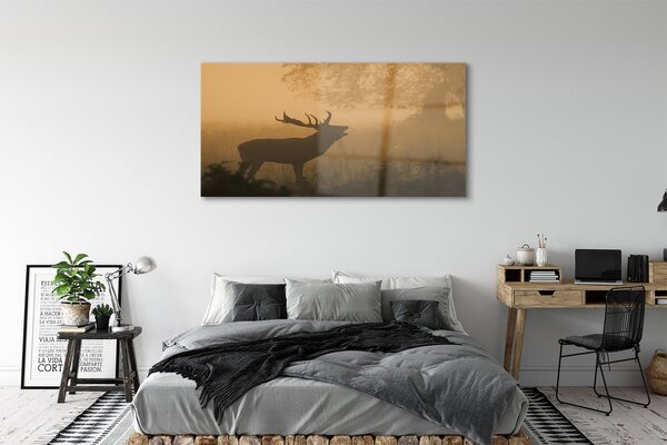 Tablouri pe sticlă Sunrise Deer