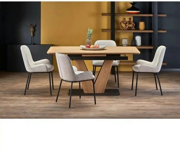Scaun K481, alb/negru, stofa clasica/metal, 54x60x83 cm