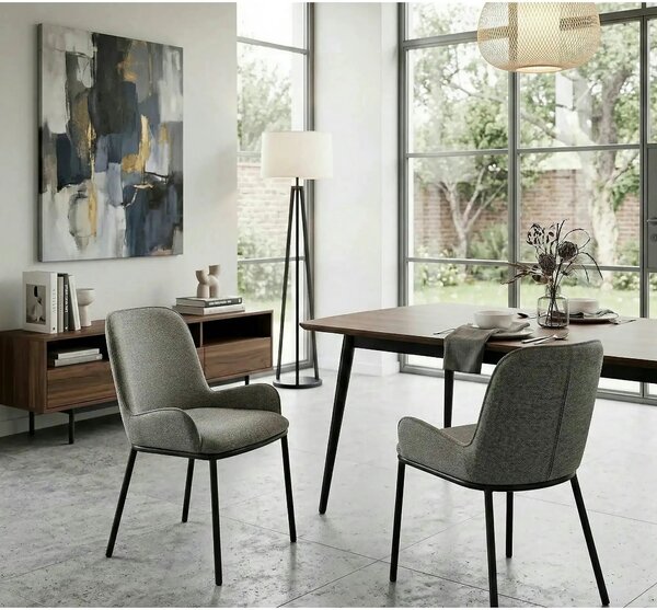 Scaun K481, gri/negru, stofa clasica/metal, 54x60x83 cm