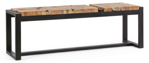 Bancheta Elwood, Bizzotto, 135 x 35 x 47 cm, radacini din lemn de tec/otel