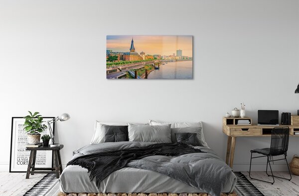 Tablouri pe sticlă Germania Sunrise River