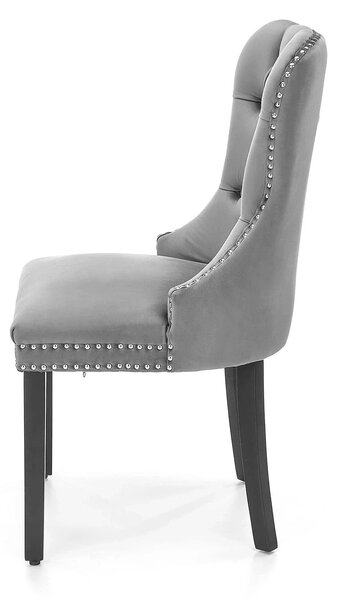 Scaun tapitat dining MIYA, gri/negru, stofa catifelata, 54x60x100 cm
