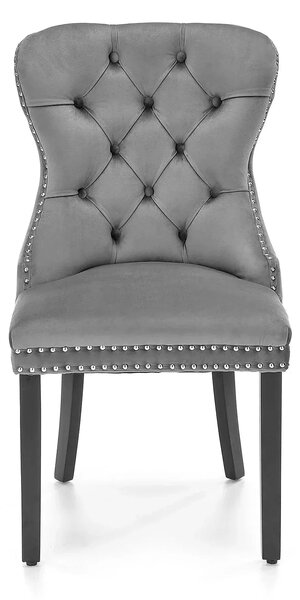 Scaun tapitat dining MIYA, gri/negru, stofa catifelata, 54x60x100 cm