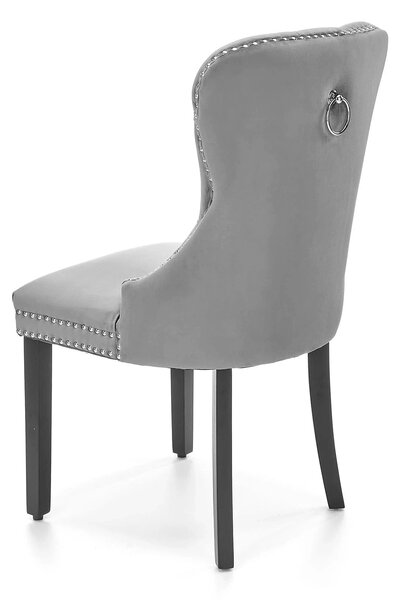 Scaun tapitat dining MIYA, gri/negru, stofa catifelata, 54x60x100 cm
