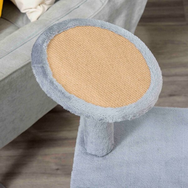 PawHut Arbore de Zgâriat pentru Pisici cu Stâlpi din Sisal, Căsuță și Pernă, Material Plus Confortabil, 48x48x84 cm, Gri | Aosom Romania