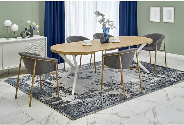 Scaun K489, gri/stejar, stofa clasica/metal, 59x56x80 cm