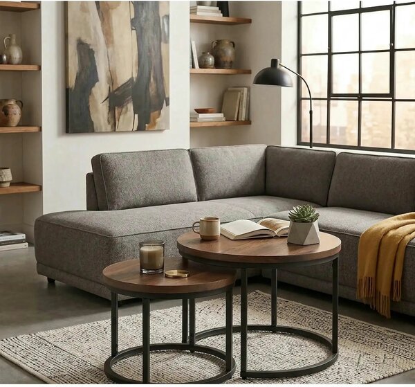 Set masute cafea OREO, nuc/negru