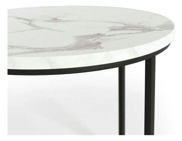 Set 2 masute cafea OREO, alb cu efect de marmura/negru