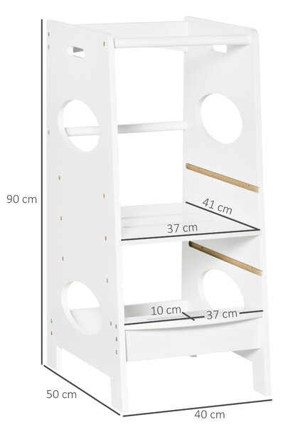 HOMCOM Turn de invatare Montessori pentru Copii, MDF, Alb | Aosom Romania