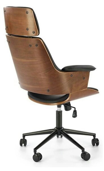 Scaun birou WEBER, negru/nuc, piele ecologica/metal, 65x65x112-122 cm