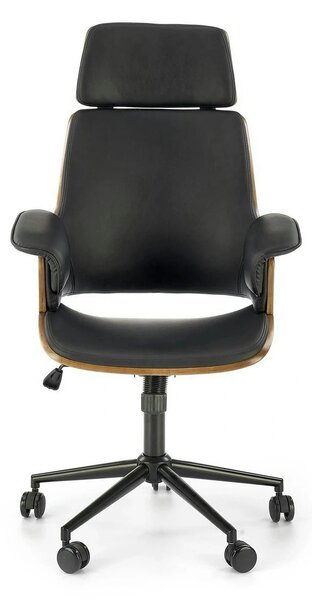 Scaun birou WEBER, negru/nuc, piele ecologica/metal, 65x65x112-122 cm