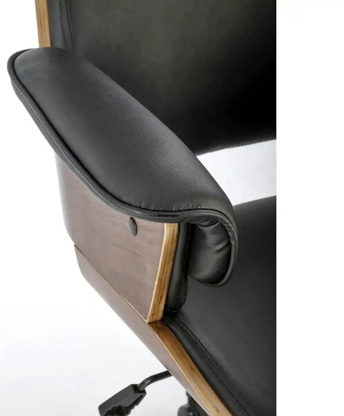 Scaun birou WEBER, negru/nuc, piele ecologica/metal, 65x65x112-122 cm