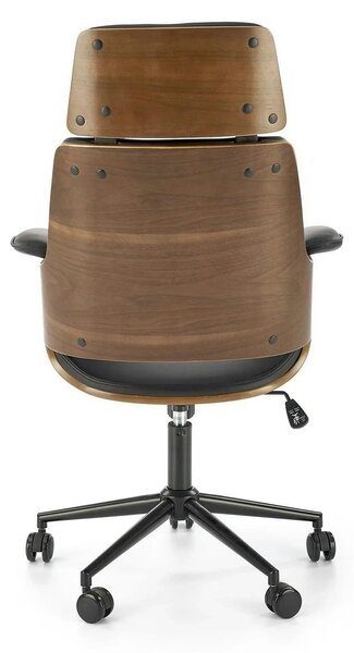 Scaun birou WEBER, negru/nuc, piele ecologica/metal, 65x65x112-122 cm