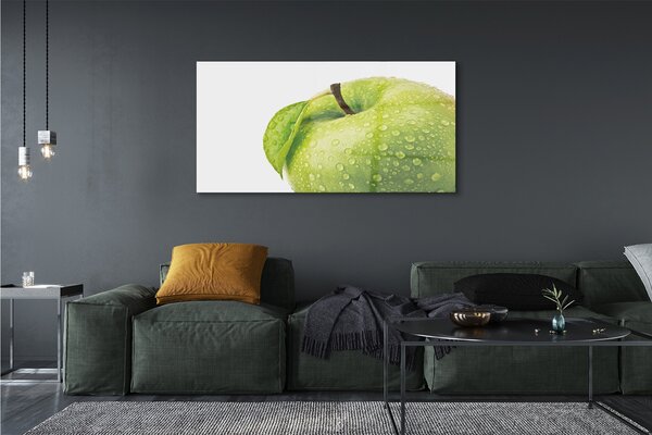 Tablouri pe sticlă Apple a picături de apă verde