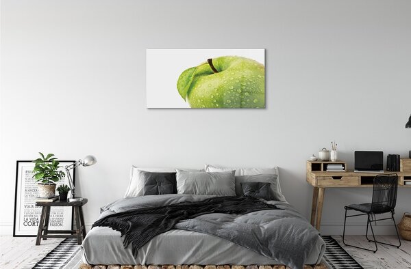 Tablouri pe sticlă Apple a picături de apă verde
