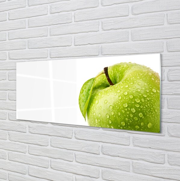 Tablouri pe sticlă Apple a picături de apă verde