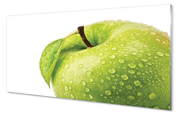 Tablouri pe sticlă Apple a picături de apă verde