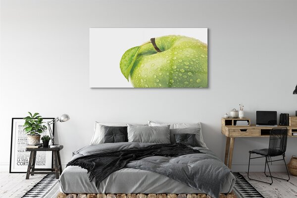 Tablouri pe sticlă Apple a picături de apă verde