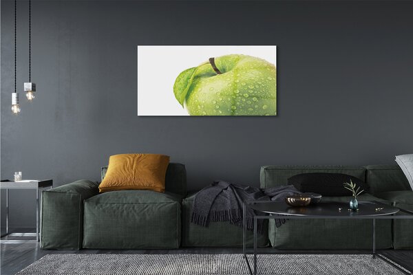 Tablouri pe sticlă Apple a picături de apă verde