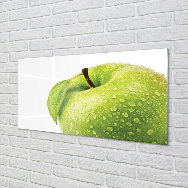 Tablouri pe sticlă Apple a picături de apă verde